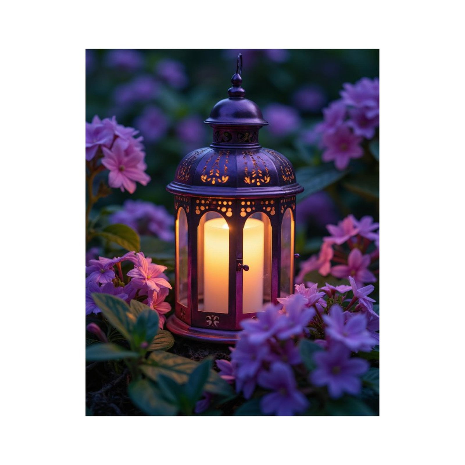 Paint by Numbers Kit for Adults, Lantern Among Purple Flowers Evening ...
