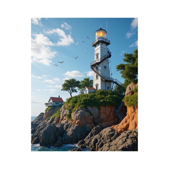 Paint by Numbers Kit for Adults, Lighthouse Coastal Cliff Scenery Paint by Numbers, Easy Paint by Numbers Kit for Adults Beginner, DIY Adult Paint by Number Kits on Canvas, 12x16in Home Decor