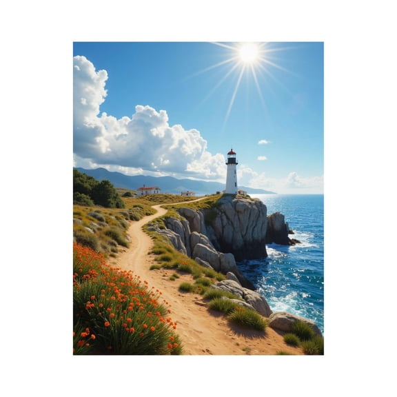 Paint by Numbers Kit for Adults, Lighthouse Coastal Path Sunlit Ocean Paint by Numbers, Easy Paint by Numbers Kit for Adults Beginner, DIY Adult Paint by Number Kits on Canvas, Home Decor