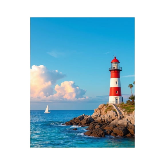 Paint by Numbers Kit for Adults, Lighthouse Ocean Sailing Scene Paint by Numbers, Easy Paint by Numbers Kit for Adults Beginner, DIY Adult Paint by Number Kits on Canvas, 12x16in Home Decor