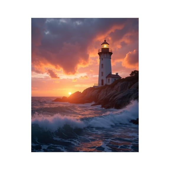 Paint by Numbers Kit for Adults, Lighthouse Ocean Sunset Waves Paint by Numbers, Easy Paint by Numbers Kit for Adults Beginner, DIY Adult Paint by Number Kits on Canvas, 12x16in Home Decor