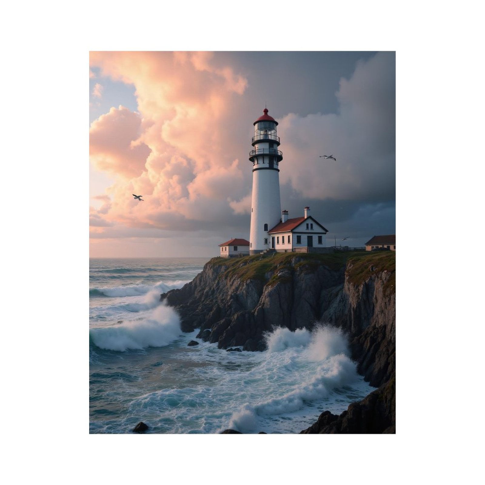 Paint by Numbers Kit for Adults, Lighthouse Ocean Waves Cliff Sunset Paint by Numbers, Easy Paint by Numbers Kit for Adults Beginner, DIY Adult Paint by Number Kits on Canvas, Home Decor
