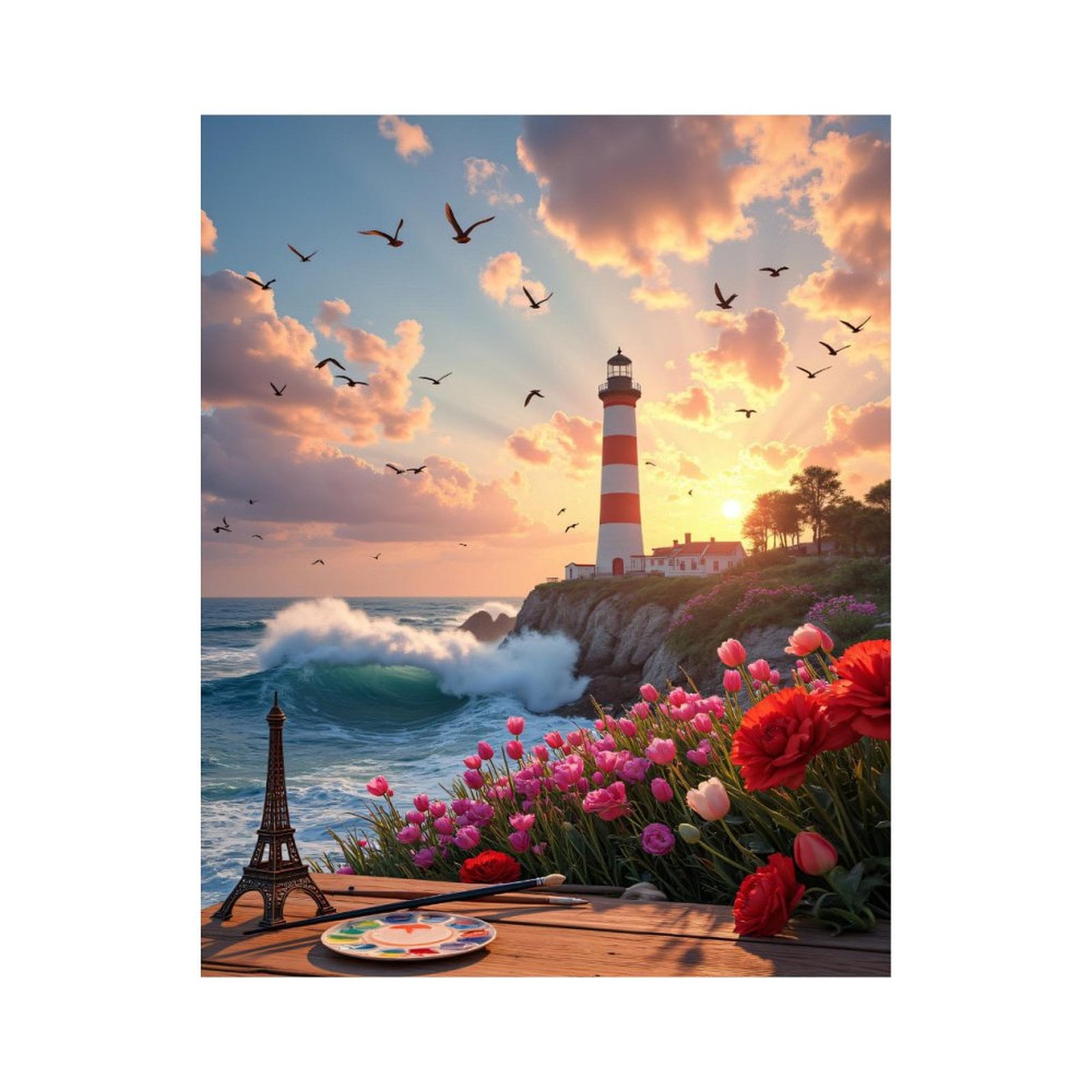 Shukqueen Pittura Ad Olio Per Adulti - Kit Paint By Number 'Sailing Boat' Su Tela 40x50 Cm, Con Cornice, Colori Acrilici E Pennelli