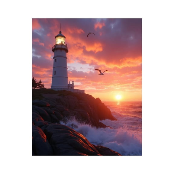 Paint by Numbers Kit for Adults, Lighthouse At Sunset Ocean Waves Paint by Numbers, Easy Paint by Numbers Kit for Adults Beginner, DIY Adult Paint by Number Kits on Canvas, Home Decor
