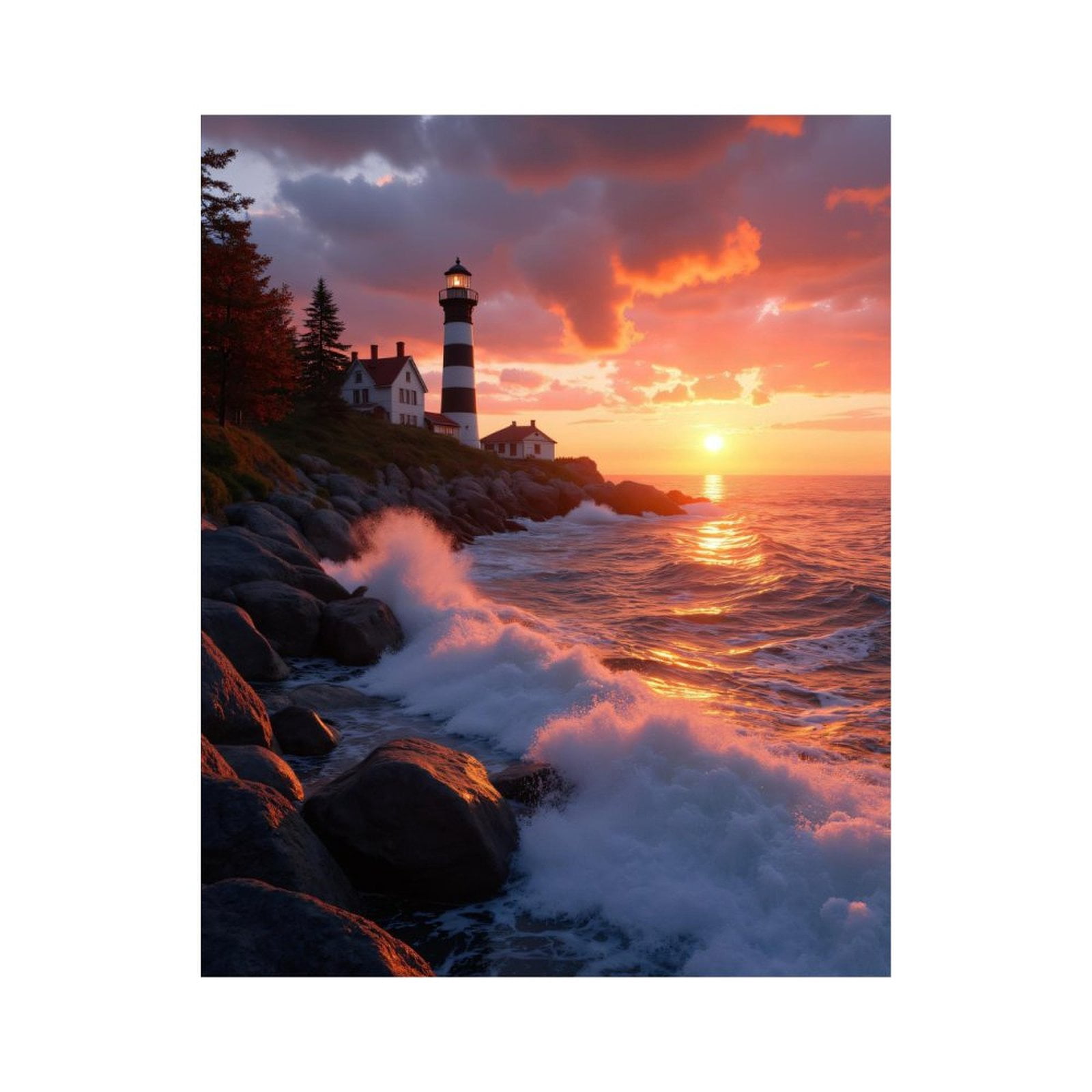 Paint by Numbers Kit for Adults, Lighthouse Sunset Ocean Waves Rocks Paint by Numbers, Easy Paint by Numbers Kit for Adults Beginner, DIY Adult Paint by Number Kits on Canvas, Home Decor