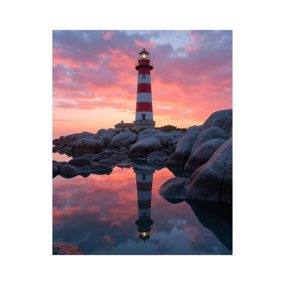 Paint by Numbers Kit for Adults, Lighthouse Sunset Reflection Coast Paint by Numbers, Easy Paint by Numbers Kit for Adults Beginner, DIY Adult Paint by Number Kits on Canvas, 12x16in Home Decor