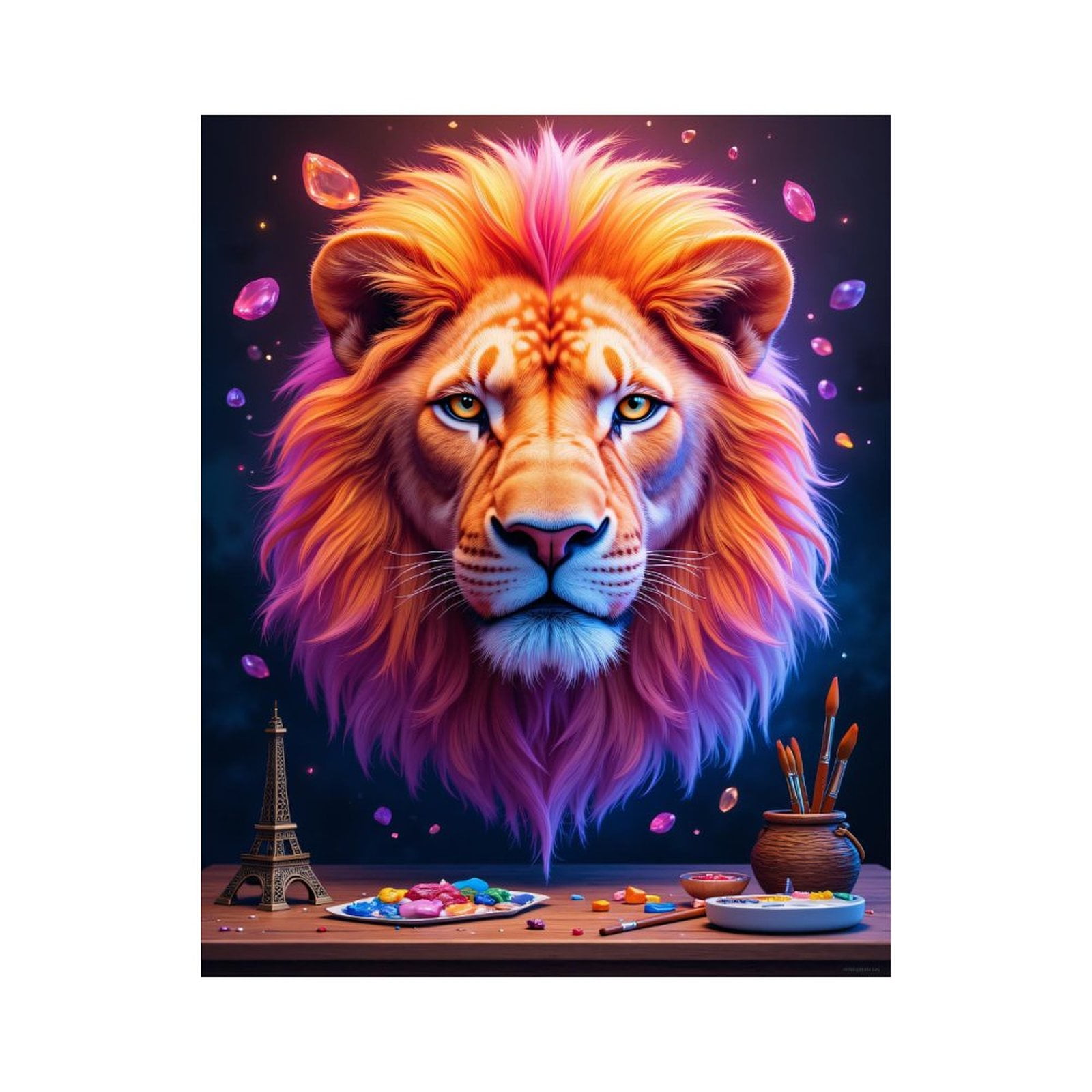 DIY Paint By Numbers Kit For Adults – Lion Design, Colorful Acrylic Painting For Beginners, 20x20 Inch Wall Art