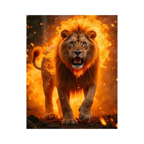 Paint by Numbers Kit for Adults, Lion With Fiery Mane Walking Forward Paint by Numbers, Easy Paint by Numbers Kit for Adults Beginner, DIY Adult Paint by Number Kits on Canvas, 12x16in Home Decor