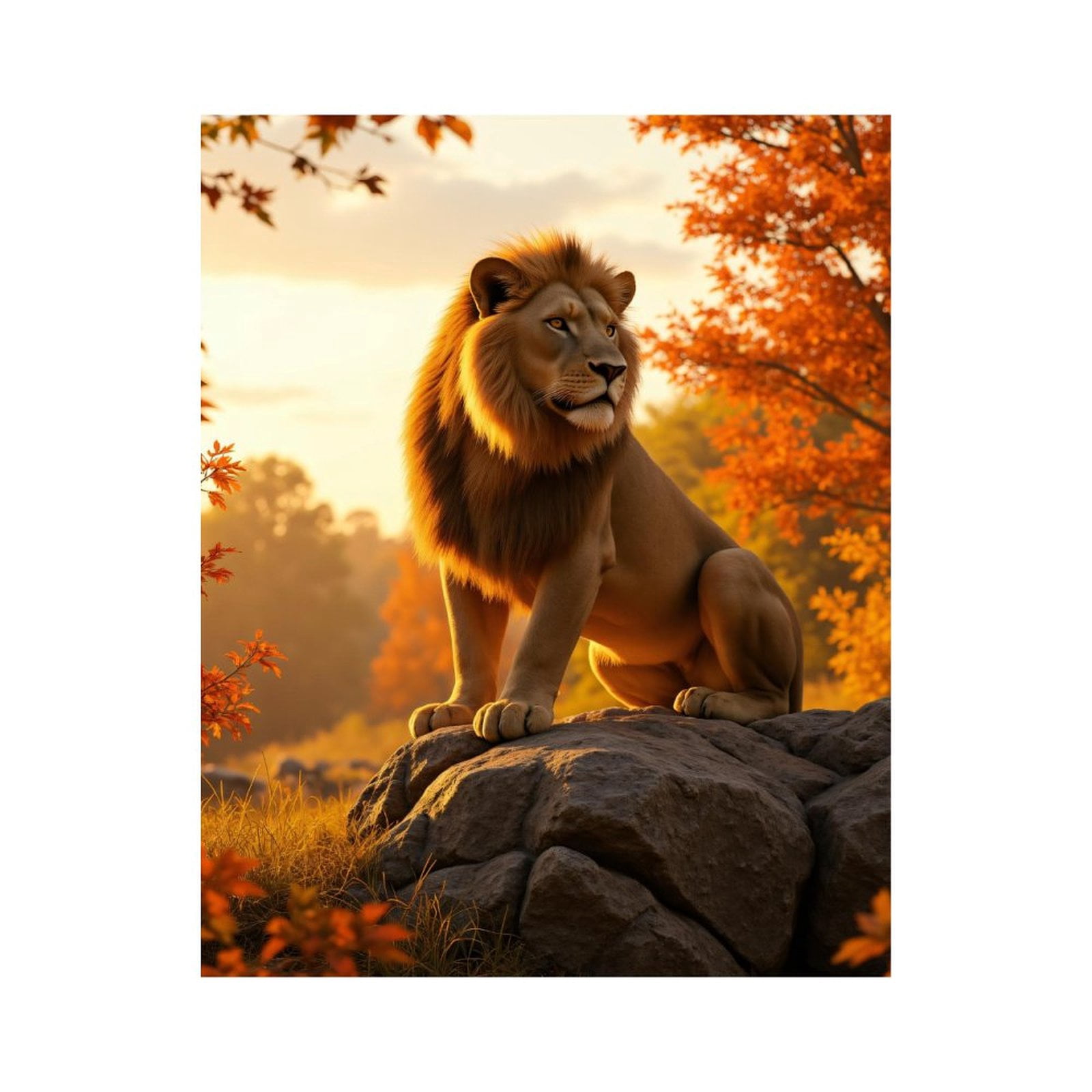 Paint by Numbers Kit for Adults, Lion Majestic Autumn Rock Scenery Paint by Numbers, Easy Paint by Numbers Kit for Adults Beginner, DIY Adult Paint by Number Kits on Canvas, 12x16in Home Decor