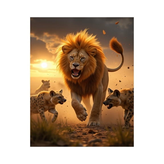 Paint by Numbers Kit for Adults, Lion Roaring Sunset Wildlife Chase Paint by Numbers, Easy Paint by Numbers Kit for Adults Beginner, DIY Adult Paint by Number Kits on Canvas, 12x16in Home Decor