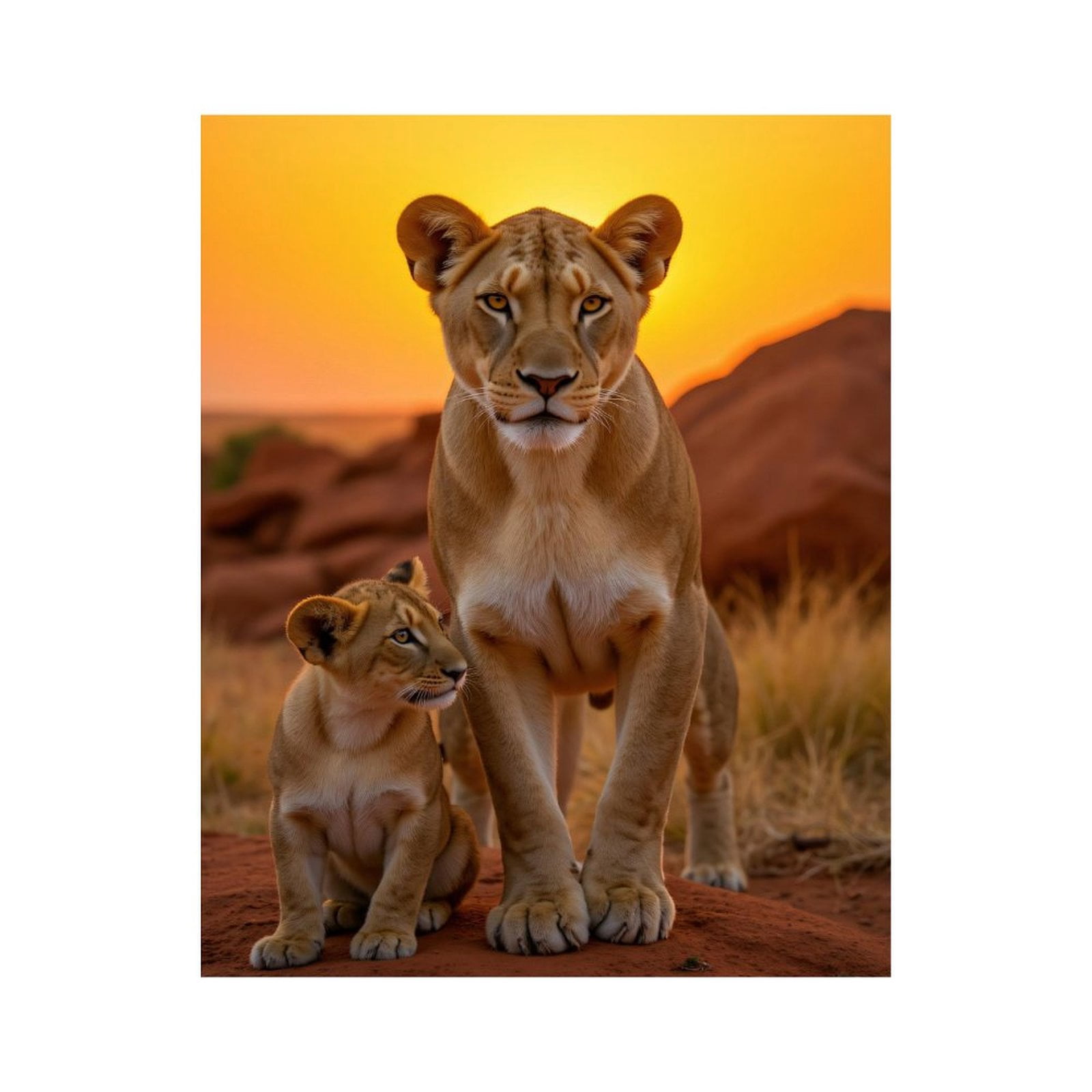 Paint by Numbers Kit for Adults, Lioness With Cub At Sunset Paint by Numbers, Easy Paint by Numbers Kit for Adults Beginner, DIY Adult Paint by Number Kits on Canvas, 12x16in Home Decor
