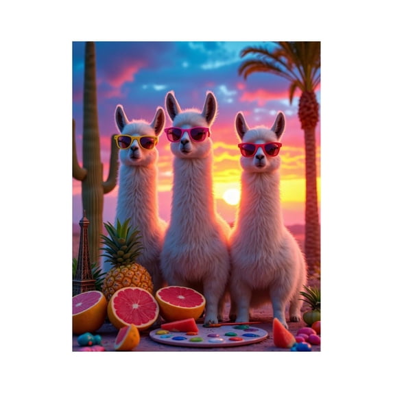 Paint by Numbers Kit for Adults, Llamas Sunset Sunglasses Tropical Fruits Paint by Numbers, Easy Paint by Numbers Kit for Adults Beginner, DIY Adult Paint by Number Kits on Canvas, Home Decor