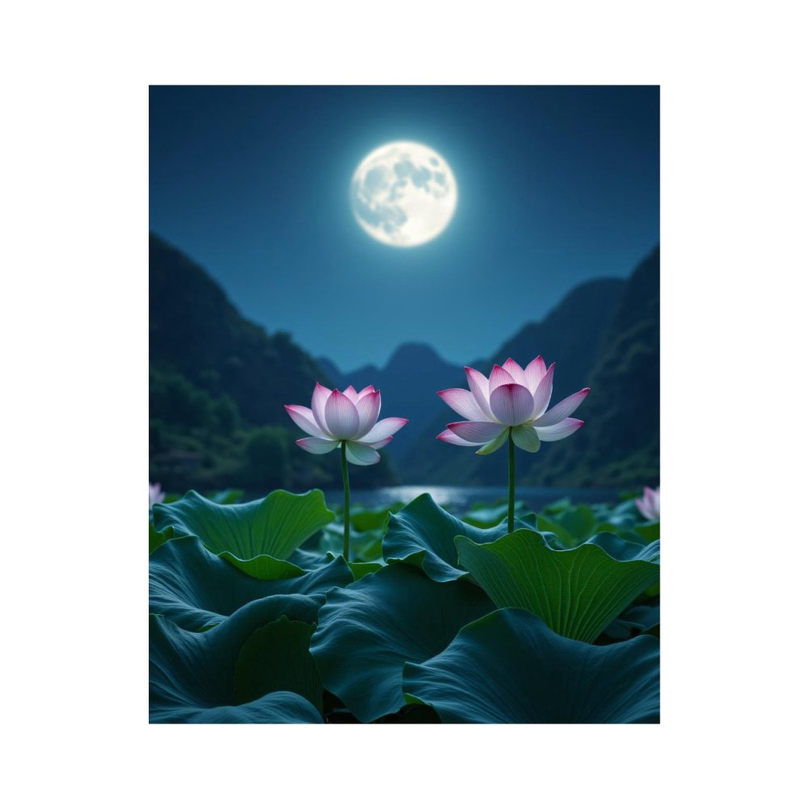 Paint by Numbers Kit for Adults, Lotus Moonlight Serenity Scene Paint by Numbers, Easy Paint by Numbers Kit for Adults Beginner, DIY Adult Paint by Number Kits on Canvas, Home Decor