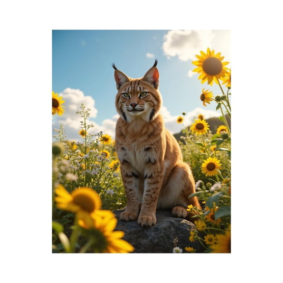 Paint by Numbers Kit for Adults, Lynx Among Sunflowers In Nature Paint by Numbers, Easy Paint by Numbers Kit for Adults Beginner, DIY Adult Paint by Number Kits on Canvas, 12x16in Home Decor