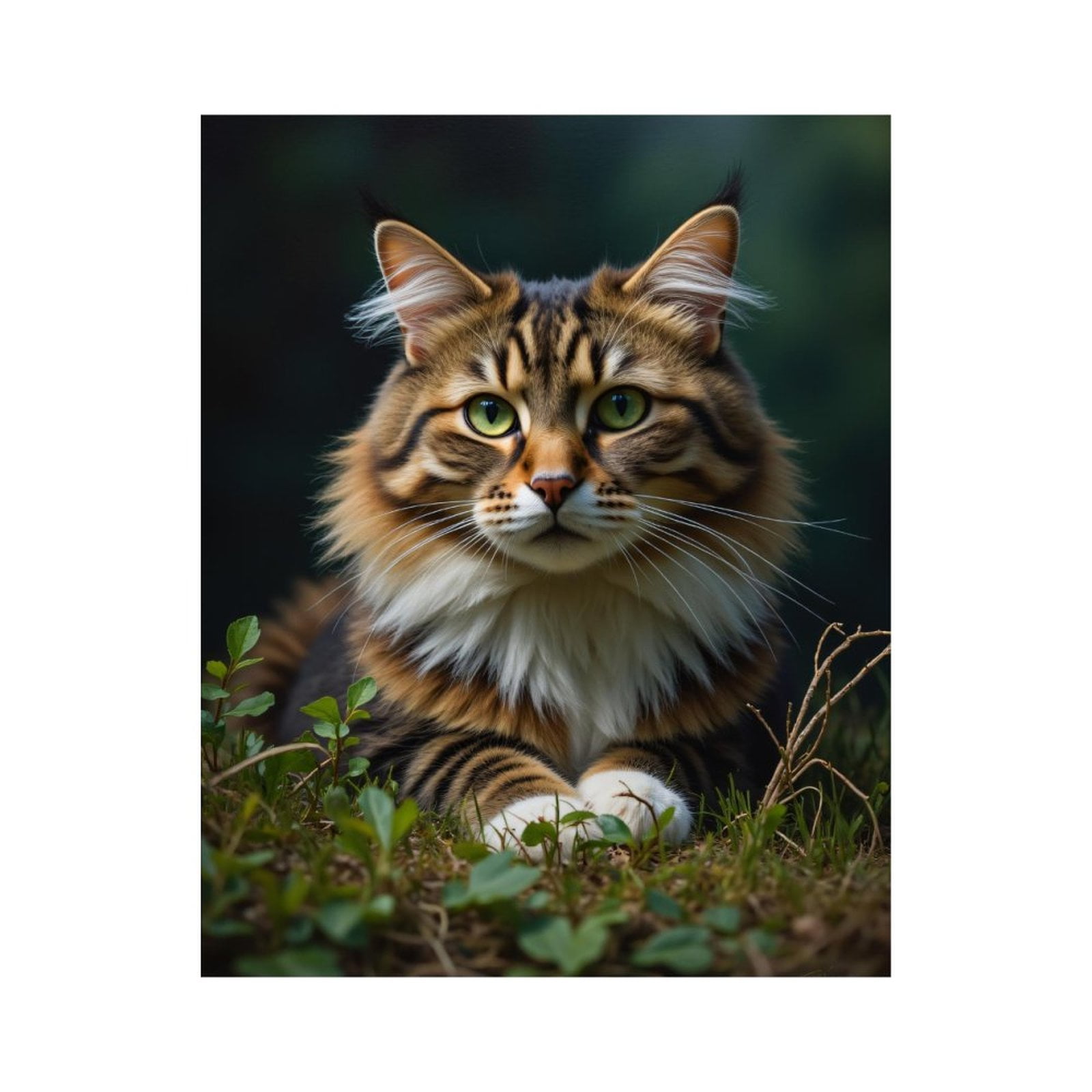 Paint by Numbers Kit for Adults, Maine Coon Cat Green Eyes Grass Paint by Numbers, Easy Paint by Numbers Kit for Adults Beginner, DIY Adult Paint by Number Kits on Canvas, Home Decor