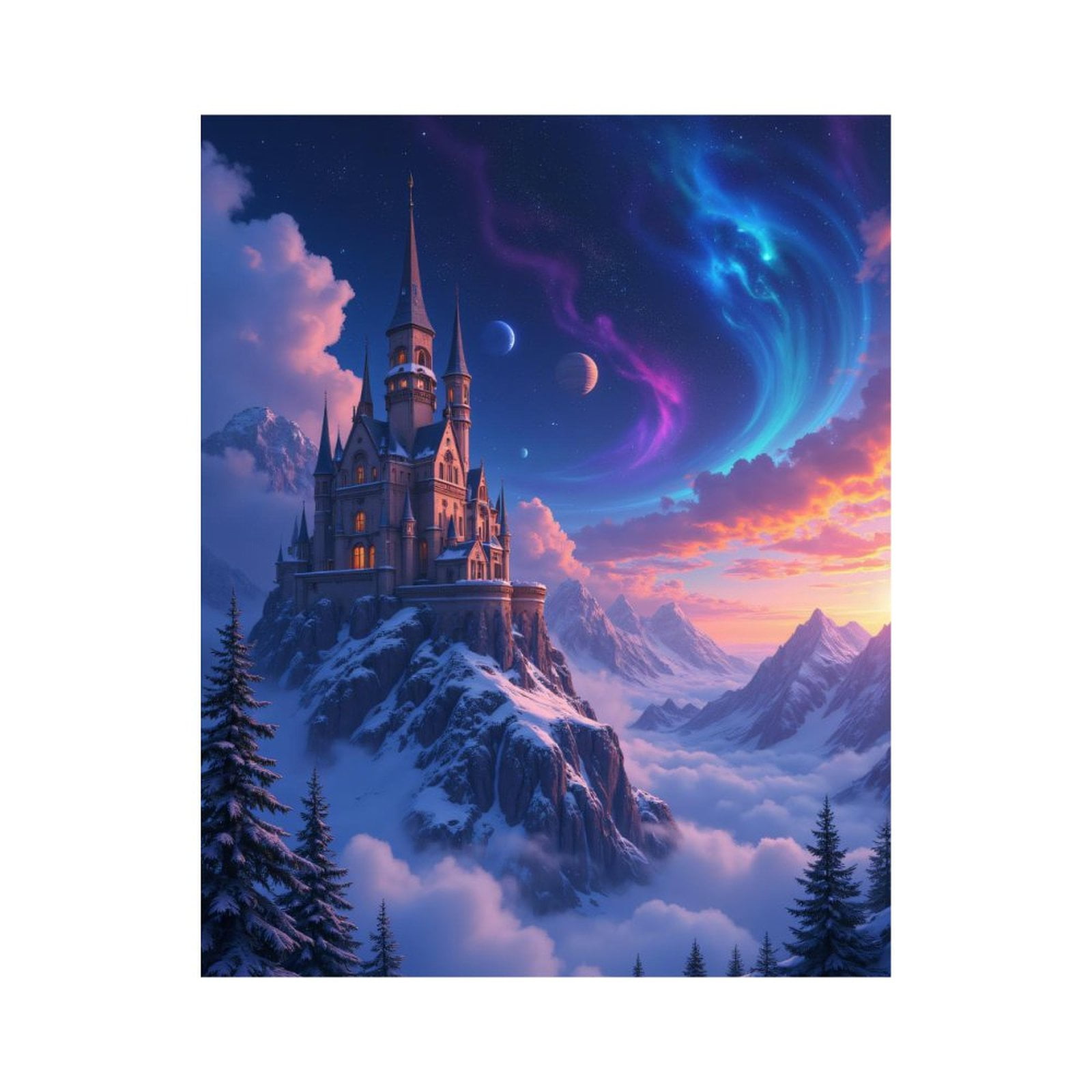 Paint by Numbers Kit for Adults, Majestic Castle Aurora Night Sky Paint by Numbers, Easy Paint by Numbers Kit for Adults Beginner, DIY Adult Paint by Number Kits on Canvas, Home Decor