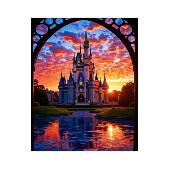 Paint by Numbers Kit for Adults, Majestic Castle Sunset Reflection Paint by Numbers, Easy Paint by Numbers Kit for Adults Beginner, DIY Adult Paint by Number Kits on Canvas, 12x16in Home Decor