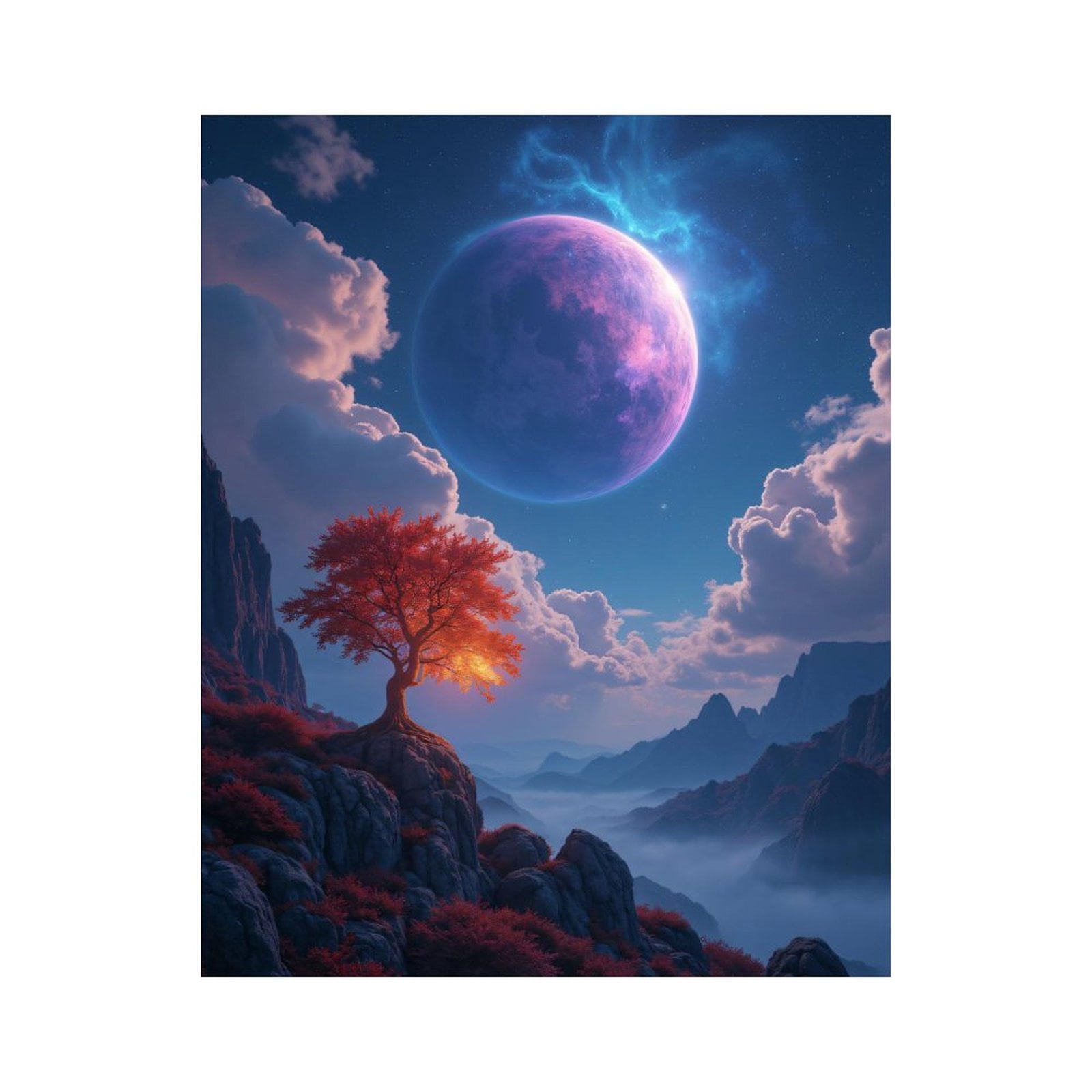 Paint by Numbers Kit for Adults, Majestic Dreamscape Night Sky Tree ...