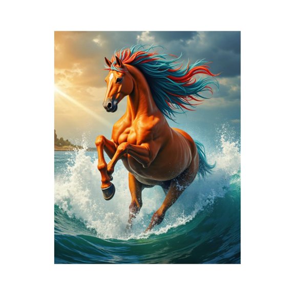 Paint by Numbers Kit for Adults, Majestic Horse Surfing Waves Paint by Numbers, Easy Paint by Numbers Kit for Adults Beginner, DIY Adult Paint by Number Kits on Canvas, Home Decor