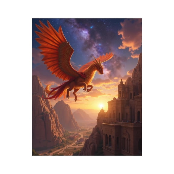 Paint by Numbers Kit for Adults, Majestic Phoenix Over Sunset Palace Paint by Numbers, Easy Paint by Numbers Kit for Adults Beginner, DIY Adult Paint by Number Kits on Canvas, 12x16in Home Decor