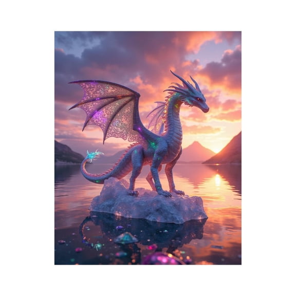 Paint by Numbers Kit for Adults, Majestic Sparkling Dragon Sunset Paint by Numbers, Easy Paint by Numbers Kit for Adults Beginner, DIY Adult Paint by Number Kits on Canvas, 12x16in Home Decor