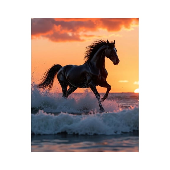 Paint by Numbers Kit for Adults, Majestic Stallion Sunset Wave Running Paint by Numbers, Easy Paint by Numbers Kit for Adults Beginner, DIY Adult Paint by Number Kits on Canvas, 12x16in Home Decor
