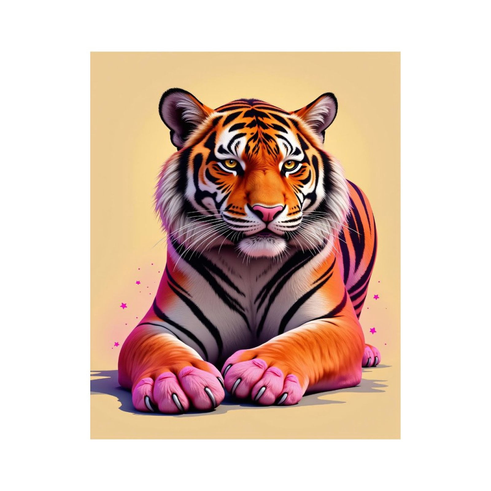 Paint by Numbers Kit for Adults, Majestic Tiger Pink Paws Fantasy Paint by Numbers, Easy Paint by Numbers Kit for Adults Beginner, DIY Adult Paint by Number Kits on Canvas, 12x16in Home Decor