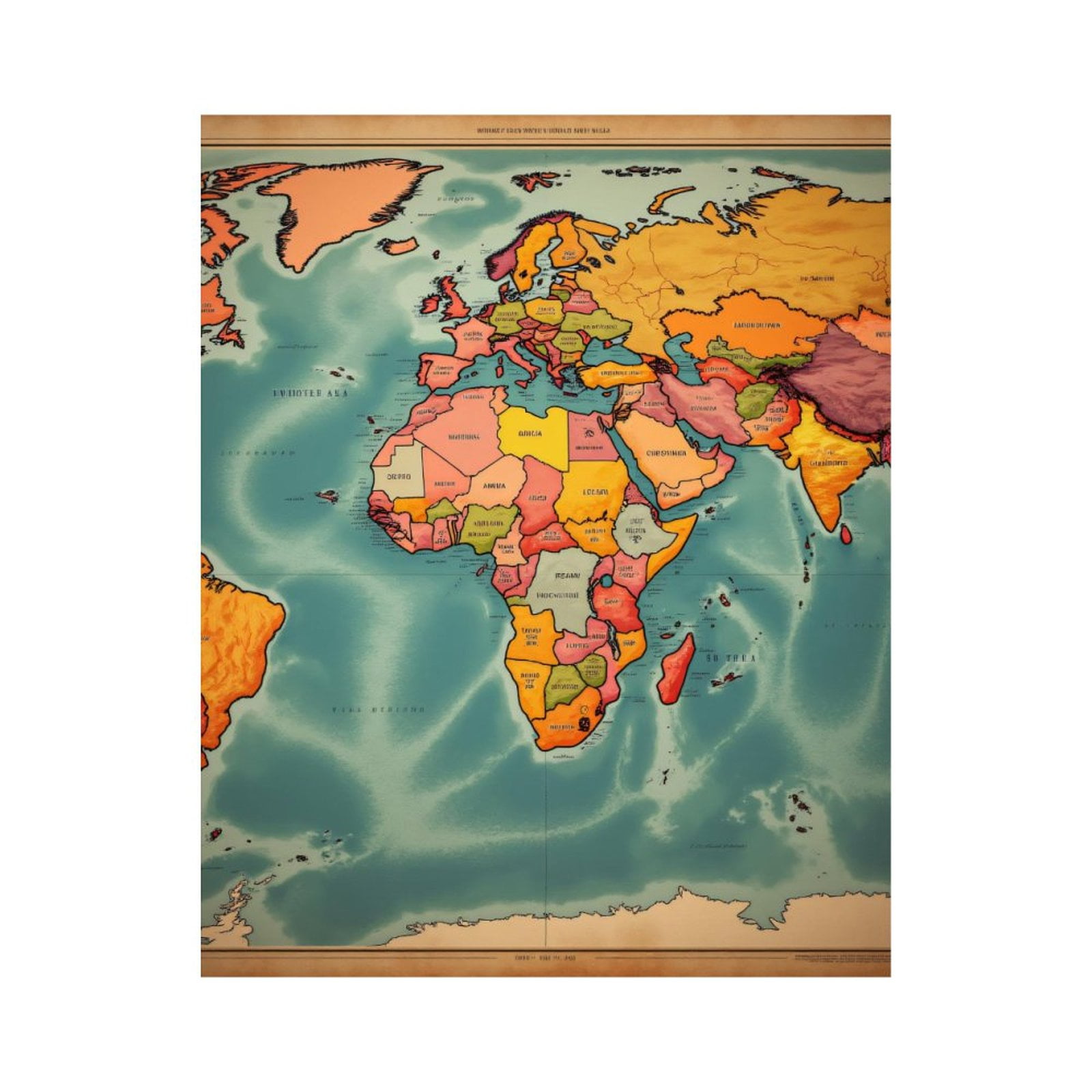 Paint by Numbers Kit for Adults, Map Vintage Style Africa Europe Paint by Numbers, Easy Paint by Numbers Kit for Adults Beginner, DIY Adult Paint by Number Kits on Canvas, 12x16in Home Decor