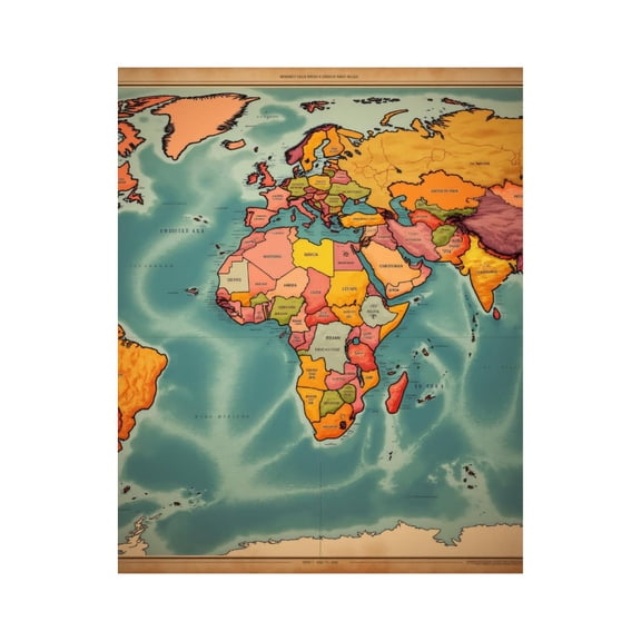 Paint by Numbers Kit for Adults, Map Vintage Style Africa Europe Paint by Numbers, Easy Paint by Numbers Kit for Adults Beginner, DIY Adult Paint by Number Kits on Canvas, 12x16in Home Decor