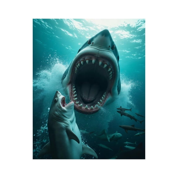 Paint by Numbers Kit for Adults, Massive Shark Ocean Scene Paint by Numbers, Easy Paint by Numbers Kit for Adults Beginner, DIY Adult Paint by Number Kits on Canvas, Home Decor