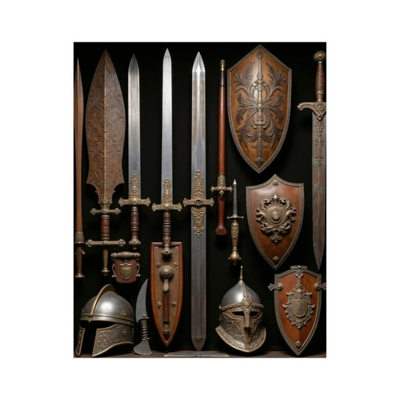 Paint by Numbers Kit for Adults, Medieval Swords Shields Collection Paint by Numbers, Easy Paint by Numbers Kit for Adults Beginner, DIY Adult Paint by Number Kits on Canvas, Home Decor