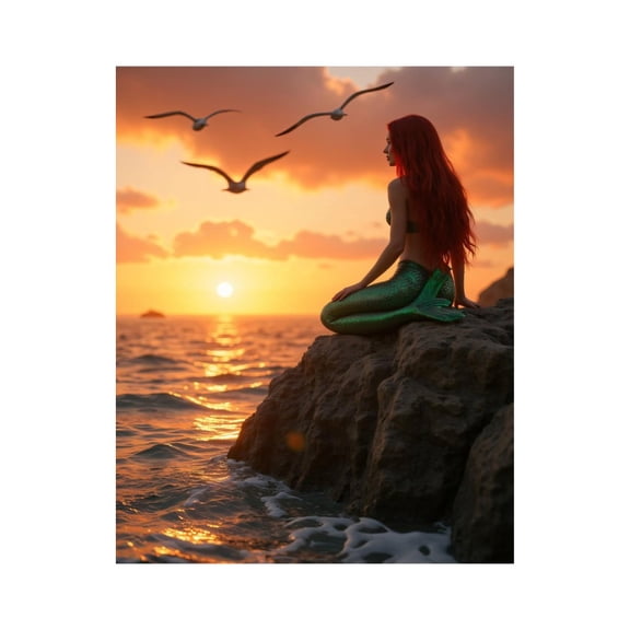 Paint by Numbers Kit for Adults, Mermaid Sunset Ocean Serenity Paint by Numbers, Easy Paint by Numbers Kit for Adults Beginner, DIY Adult Paint by Number Kits on Canvas, 12x16in Home Decor