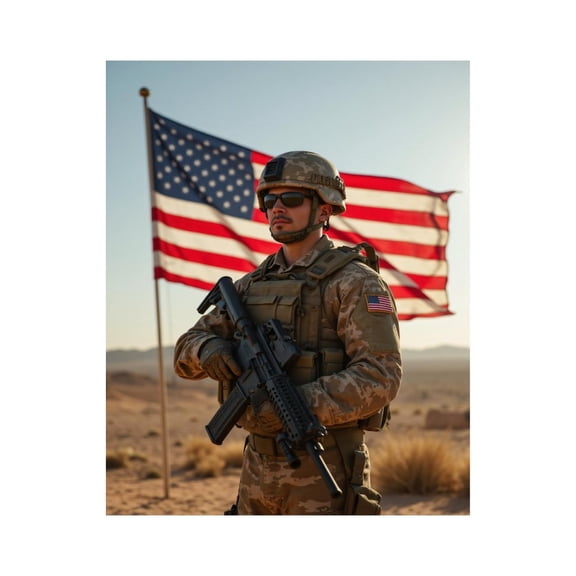 Paint by Numbers Kit for Adults, Military Soldier Desert Flag Portrait Paint by Numbers, Easy Paint by Numbers Kit for Adults Beginner, DIY Adult Paint by Number Kits on Canvas, Home Decor
