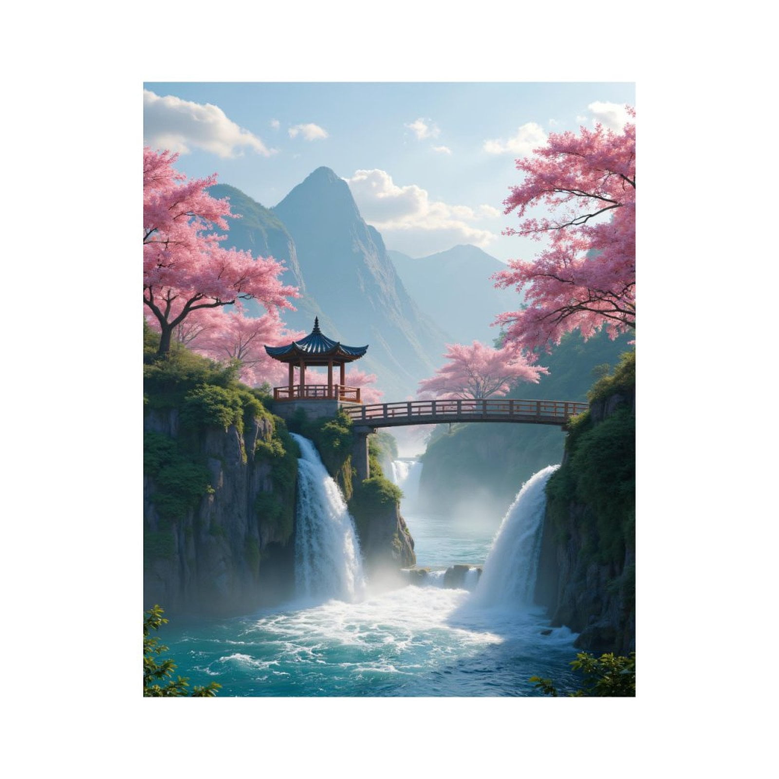 Paint by Numbers Kit for Adults, Mist Shrouded Mountain Bridge Paint by ...