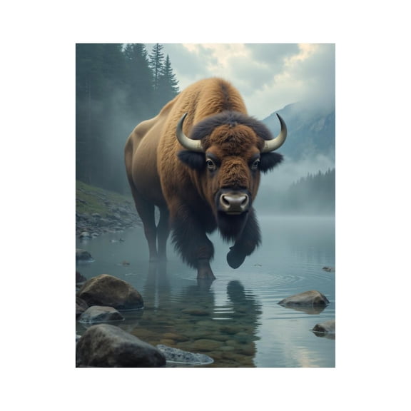 Paint by Numbers Kit for Adults, Misty Mountain Bison Reflection Paint by Numbers, Easy Paint by Numbers Kit for Adults Beginner, DIY Adult Paint by Number Kits on Canvas, Home Decor