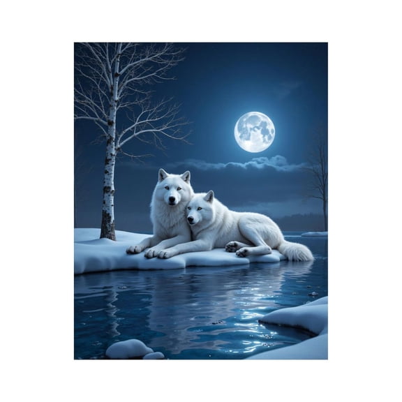 Paint by Numbers Kit for Adults, Moonlit Arctic Wolves Tranquil Scene Paint by Numbers, Easy Paint by Numbers Kit for Adults Beginner, DIY Adult Paint by Number Kits on Canvas, Home Decor