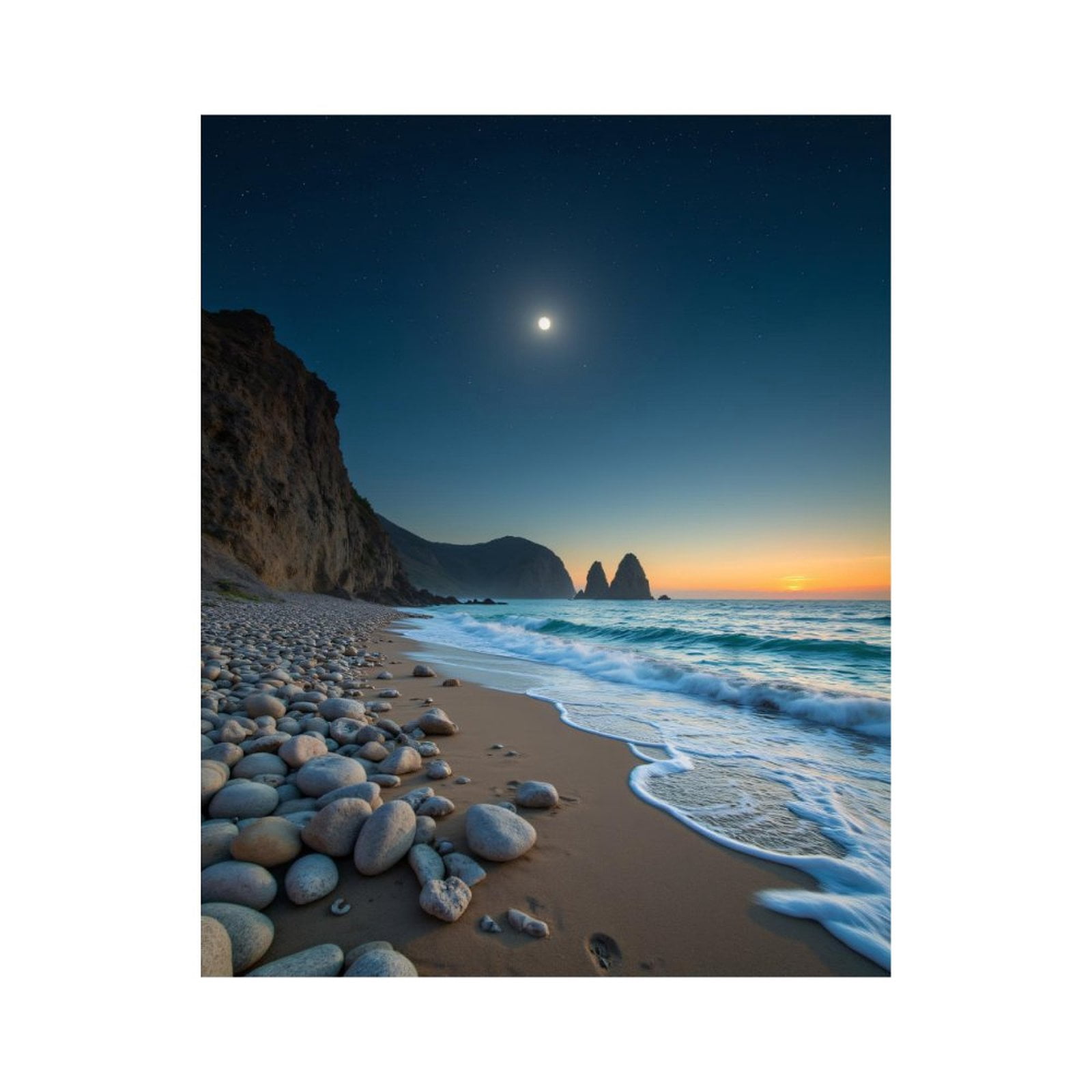 Paint by Numbers Kit for Adults, Moonlit Beach Sunset Waves Rocks Paint by Numbers, Easy Paint by Numbers Kit for Adults Beginner, DIY Adult Paint by Number Kits on Canvas, Home Decor