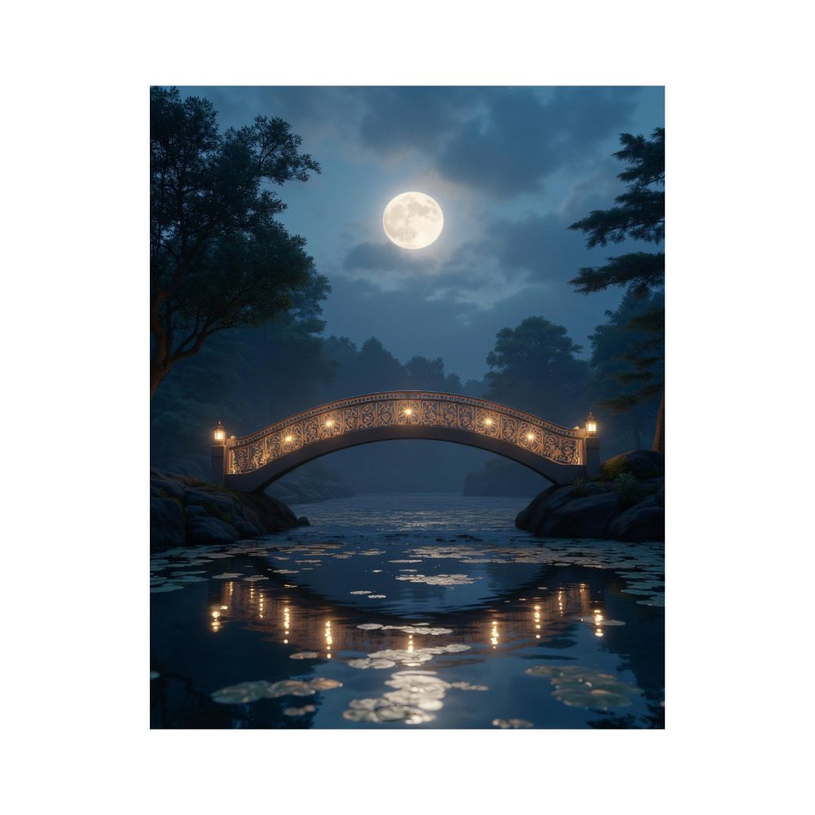 Paint by Numbers Kit for Adults, Moonlit Bridge Reflection Night Scene Paint by Numbers, Easy Paint by Numbers Kit for Adults Beginner, DIY Adult Paint by Number Kits on Canvas, Home Decor