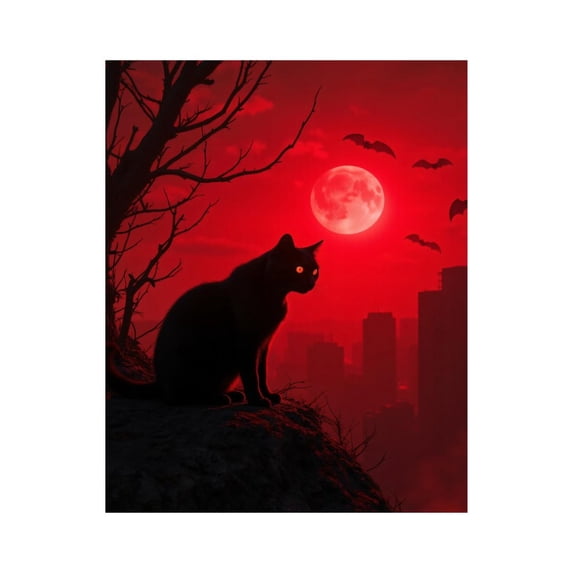 Paint by Numbers Kit for Adults, Moonlit Cat City Scene Paint by Numbers, Easy Paint by Numbers Kit for Adults Beginner, DIY Adult Paint by Number Kits on Canvas, 12x16in Home Decor