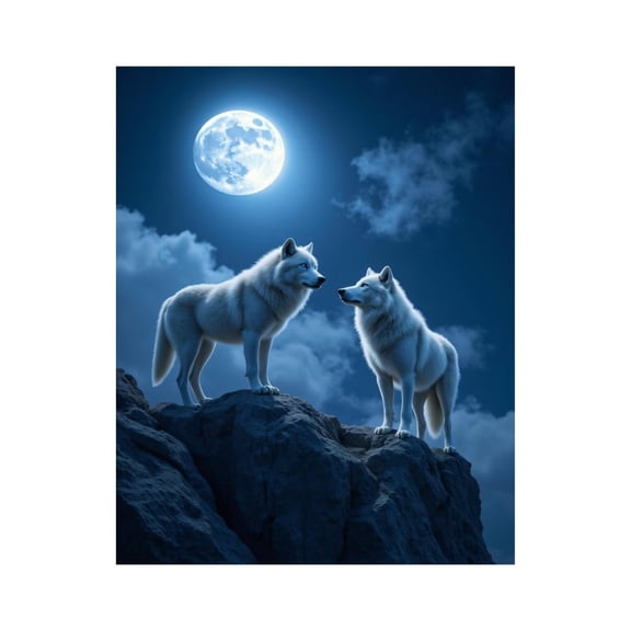 Paint by Numbers Kit for Adults, Moonlit Wolves On Rocky Cliffs Paint by Numbers, Easy Paint by Numbers Kit for Adults Beginner, DIY Adult Paint by Number Kits on Canvas, Home Decor