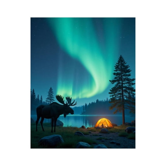 Paint by Numbers Kit for Adults, Moose Aurora Camping Night Sky Paint by Numbers, Easy Paint by Numbers Kit for Adults Beginner, DIY Adult Paint by Number Kits on Canvas, Home Decor