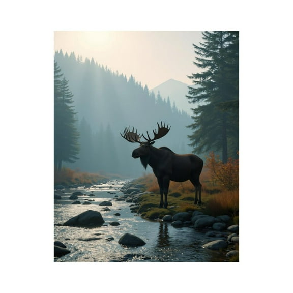 Paint by Numbers Kit for Adults, Moose Creek Forest Morning Scene Paint by Numbers, Easy Paint by Numbers Kit for Adults Beginner, DIY Adult Paint by Number Kits on Canvas, 12x16in Home Decor