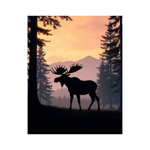 Paint by Numbers Kit for Adults, Moose Silhouette Sunset Pines Paint by Numbers, Easy Paint by Numbers Kit for Adults Beginner, DIY Adult Paint by Number Kits on Canvas, Home Decor