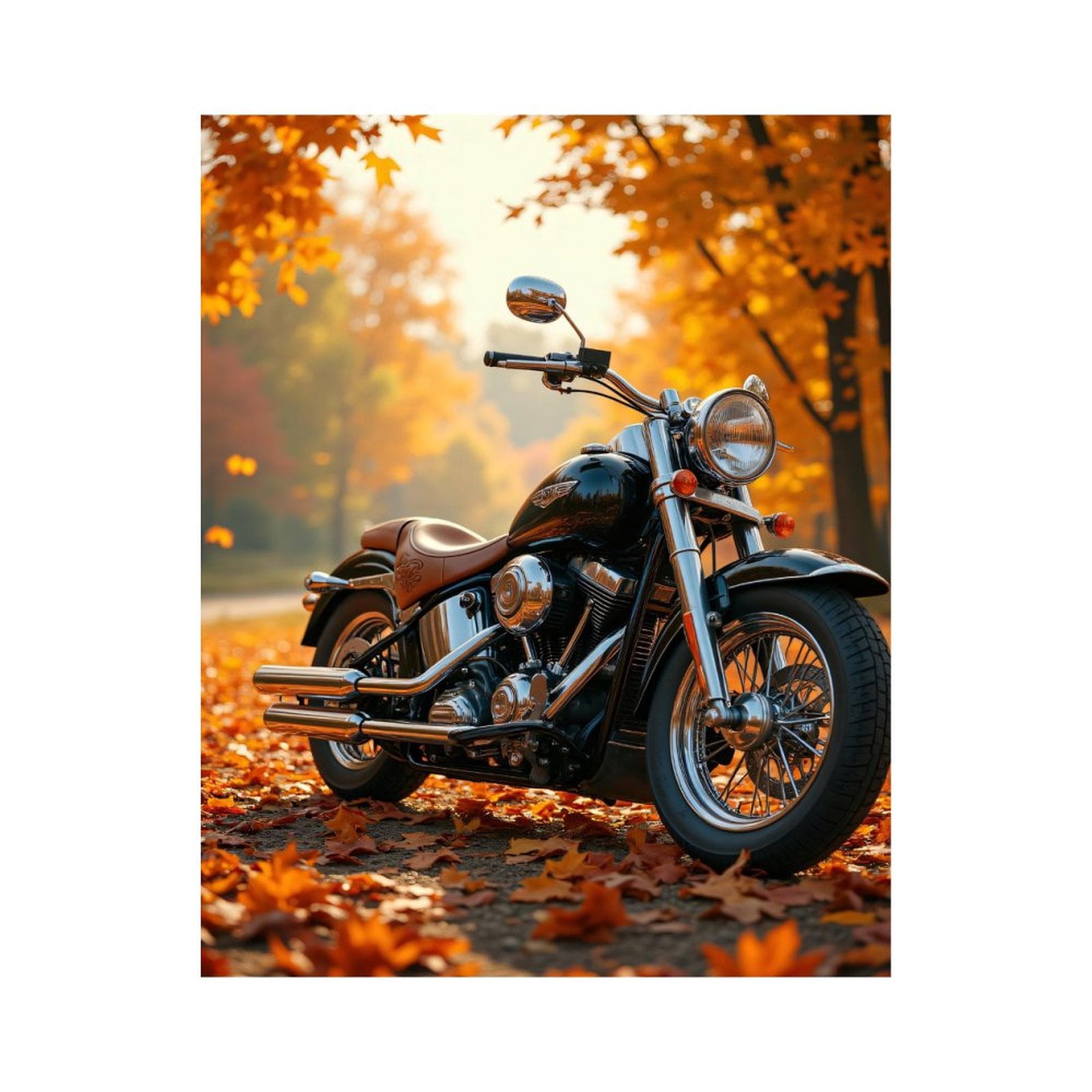 Paint by Numbers Kit for Adults, Motorcycle Autumn Leaves Road Paint by Numbers, Easy Paint by Numbers Kit for Adults Beginner, DIY Adult Paint by Number Kits on Canvas, Home Decor