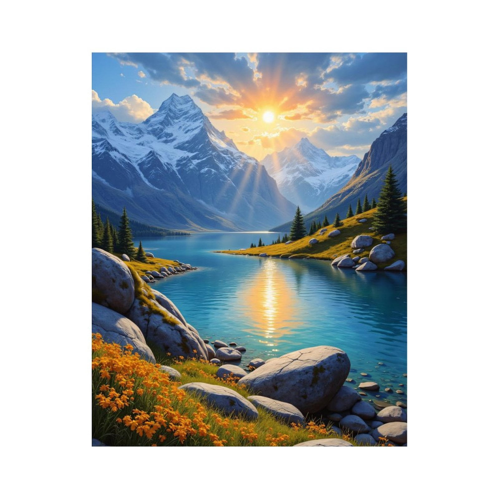 Paint by Numbers Kit for Adults, Mountain Lake Sunset Reflection Paint ...