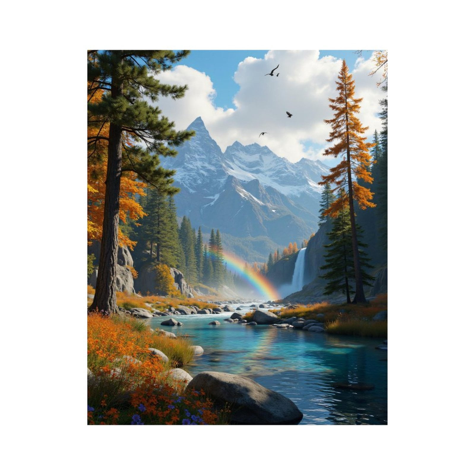 Paint by Numbers Kit for Adults, Mountain River Rainbow Scenery Paint ...