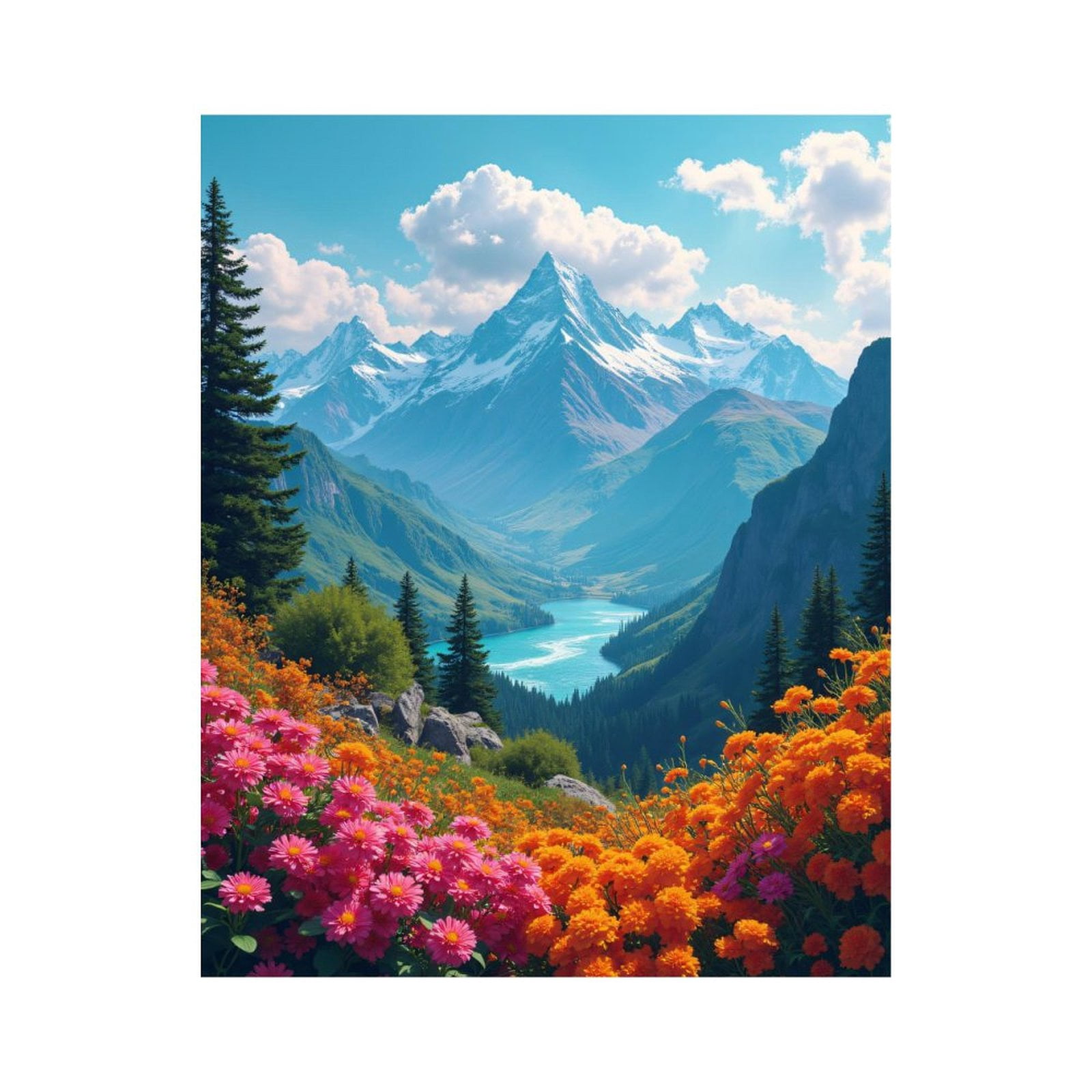 Paint by Numbers Kit for Adults, Mountain Valley Floral View Paint by ...