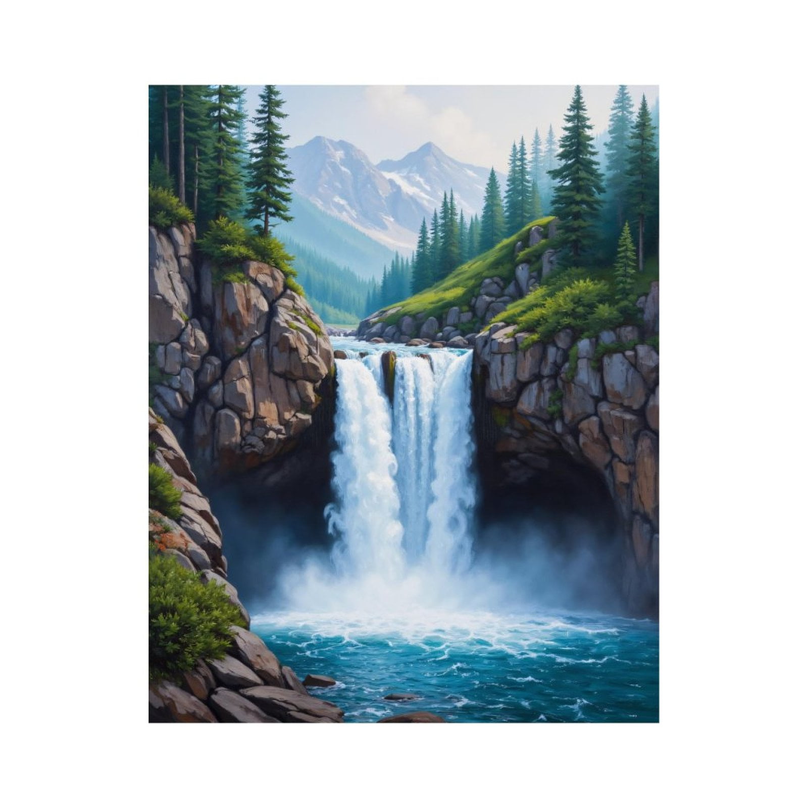 Paint by Numbers Kit for Adults, Mountain Waterfall Scenic Landscape Paint by Numbers, Easy Paint by Numbers Kit for Adults Beginner, DIY Adult Paint by Number Kits on Canvas, Home Decor
