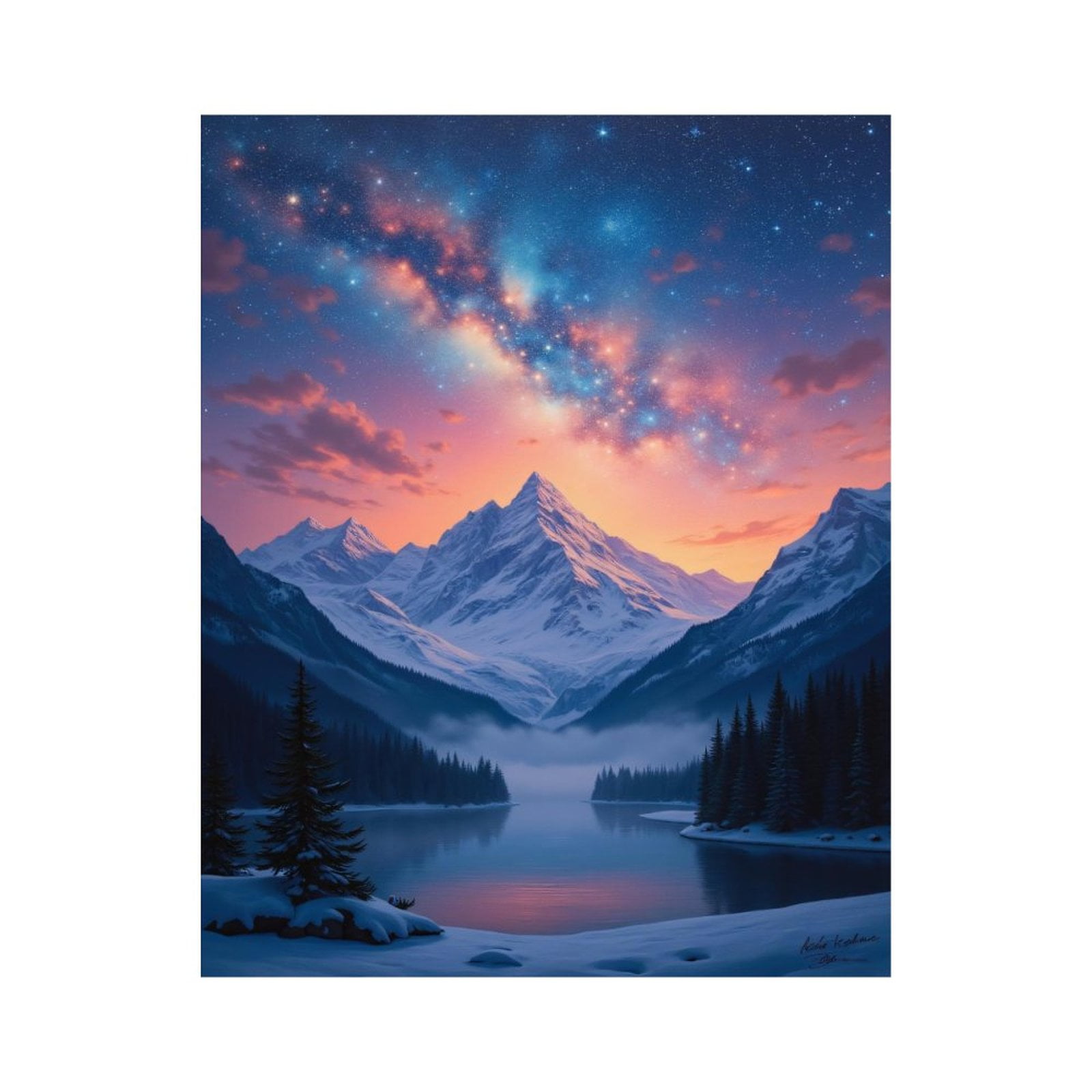 Paint by Numbers Kit for Adults, Mountains Starry Sky Reflection Lake ...