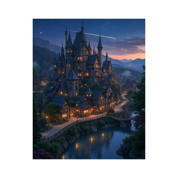 Paint by Numbers Kit for Adults, Mystic Castle Reflections Paint by Numbers, Easy Paint by Numbers Kit for Adults Beginner, DIY Adult Paint by Number Kits on Canvas, Home Decor